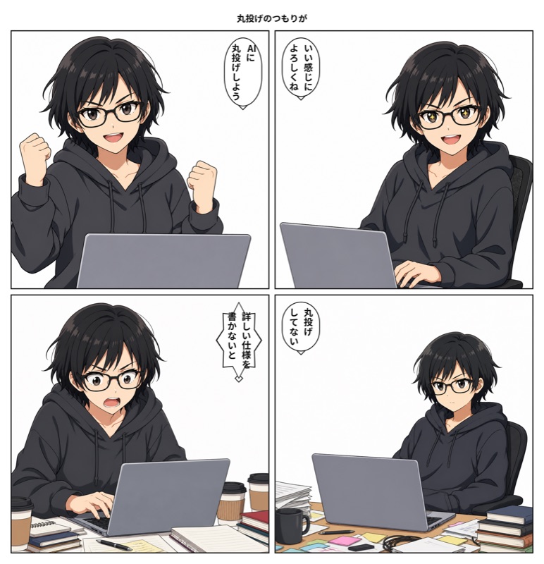 yonkoma-mangaが生成したアニメ調4コマ漫画のデモ